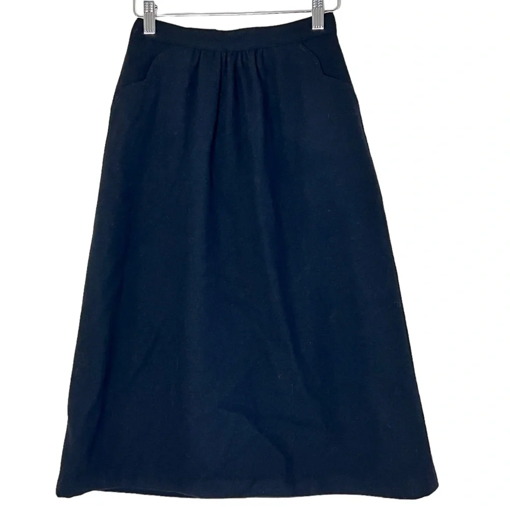 Young Collector | Vintage wool high waist A-line midi skirt lined size s…